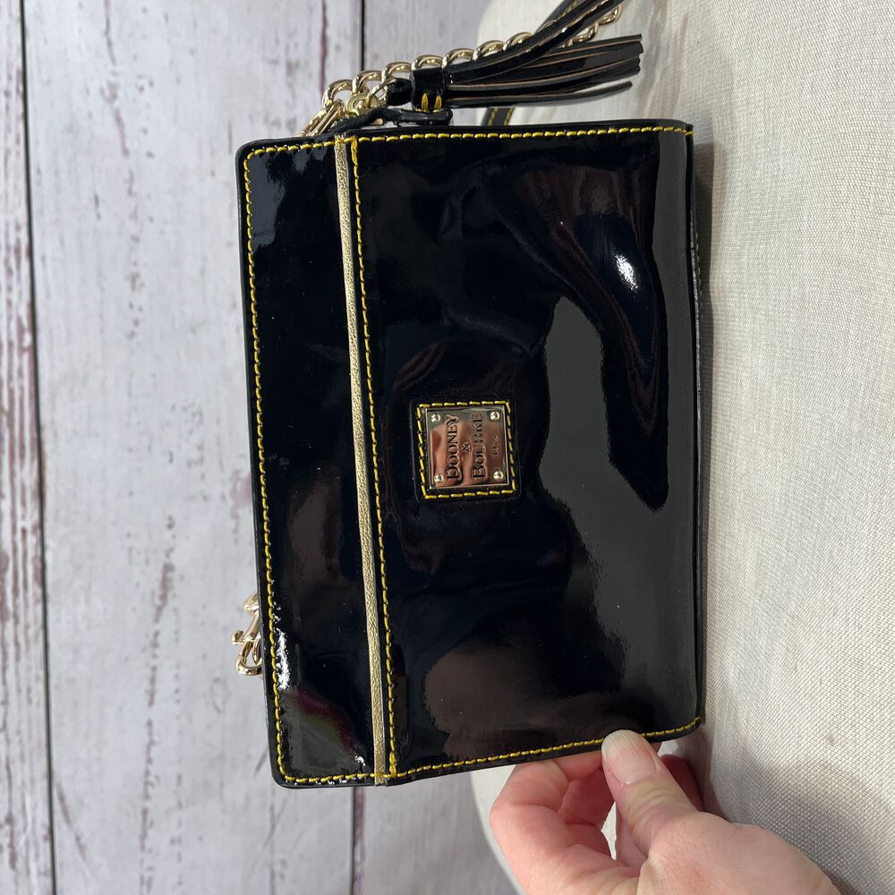 Dooney And‎ Bourke Black And Gold Cross Body Bag Red Interior